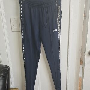 PINK Victoria's Secret Navy Joggers with Sequin Side Trim
